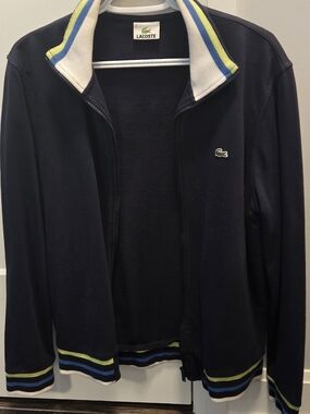 Lacoste Navy Jacket with Blue and Lime Stripe Details